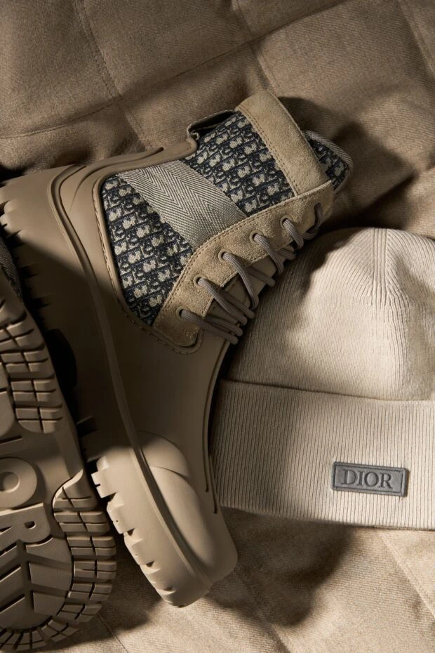 Dior ботинки из хлопка и резины бежевые мужские 178647 - фото 2