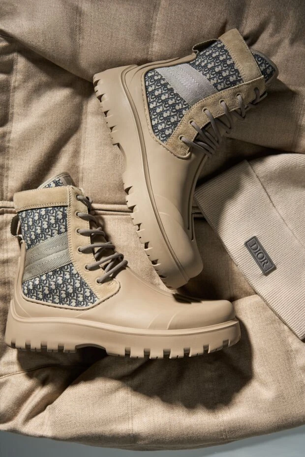 Dior ботинки из хлопка и резины бежевые мужские 178647 - фото 3
