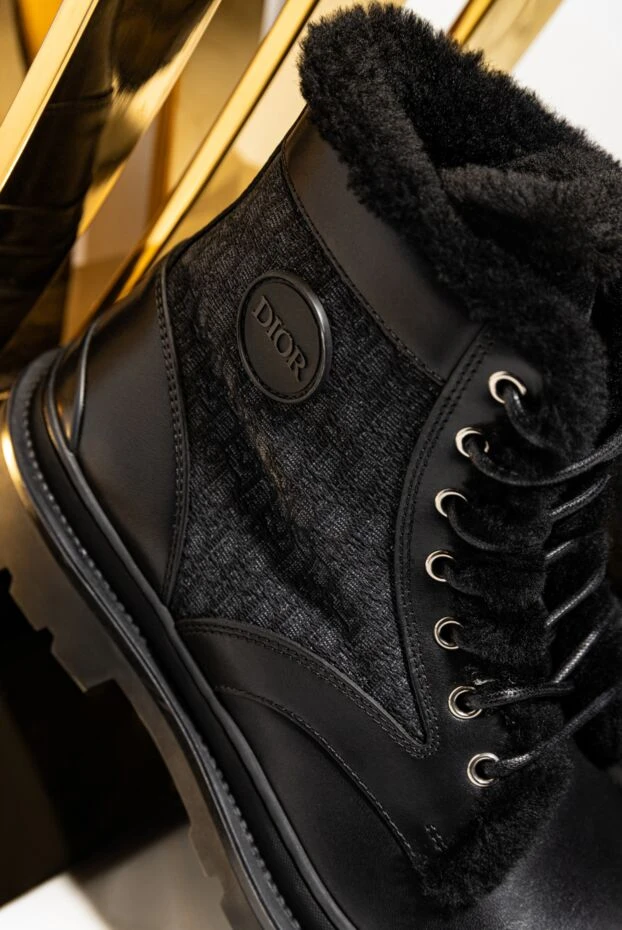 Dior black cotton and leather boots for men with fur 178648 - photo 2