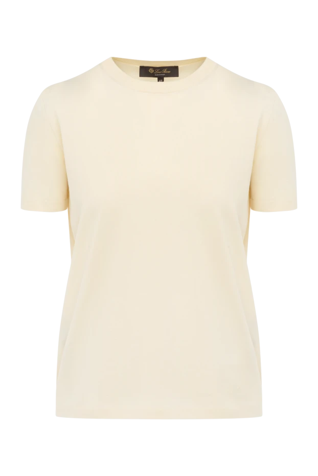 Loro Piana женские футболка из хлопка женская бежевая купить с ценами и фото 178710 - фото 1