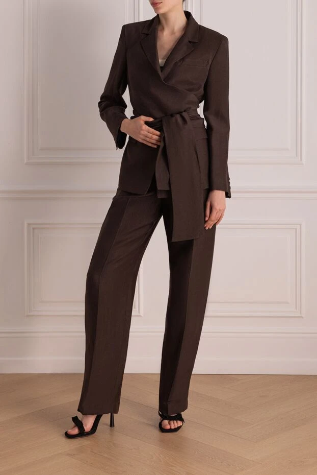 MSGM woman women's brown suit with linen and viscose trousers buy with prices and photos 178723 - photo 2