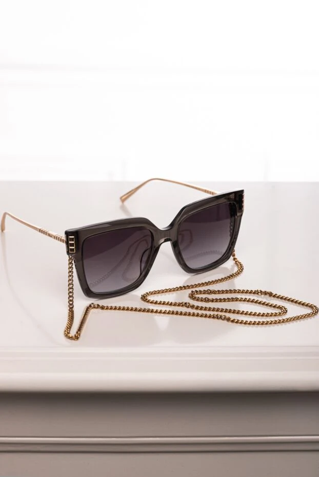 Chopard жіночі окуляри преміальні чорні з тонкими золотими дужками 178806 - фото 3