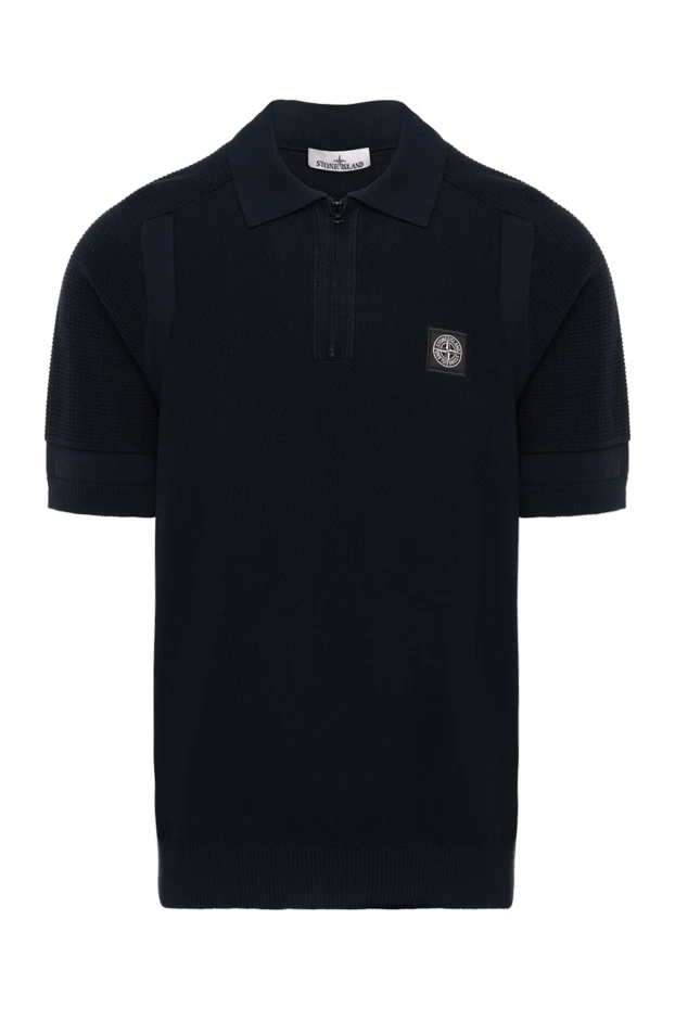 Men's blue cotton polo with logo