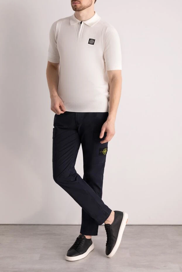 Stone Island man men's blue cotton and elastane trousers buy with prices and photos 178862 - photo 2