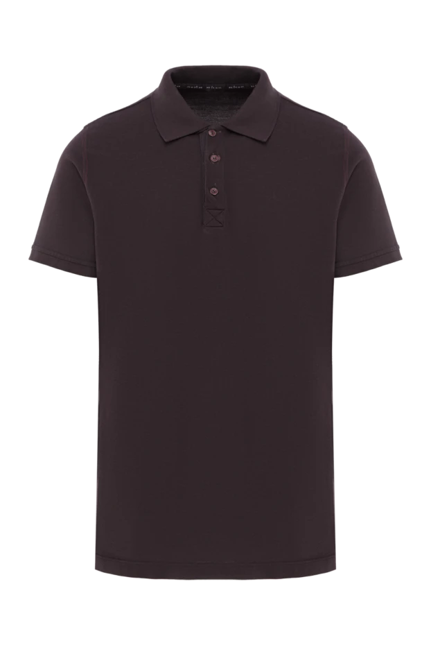 Men's brown cotton polo with buttons - photo 1