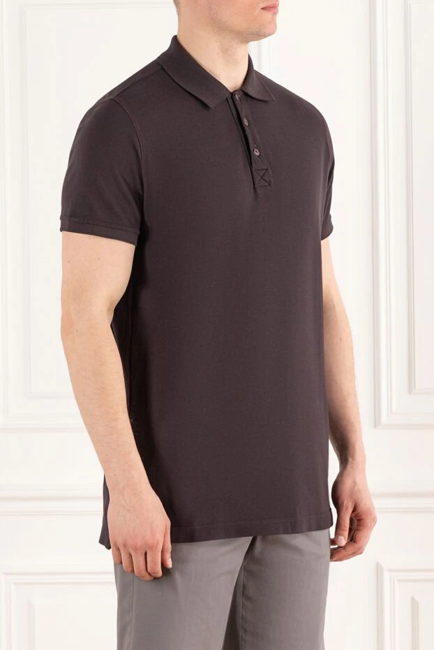 Kiton men's brown cotton polo with buttons 195562 - photo 3