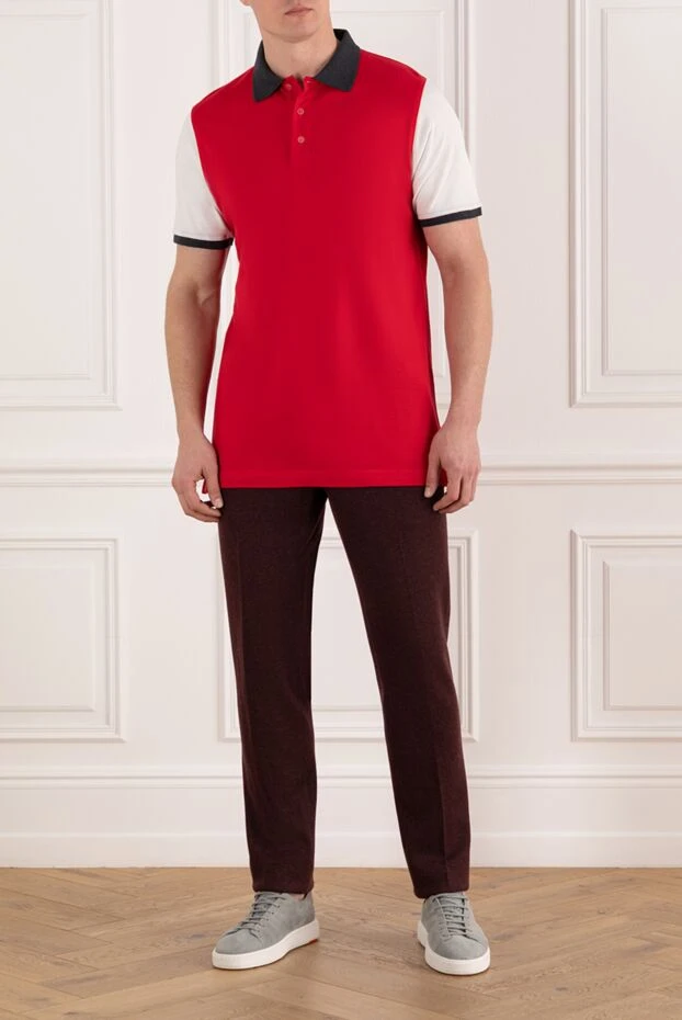 Kiton men's red polo with contrast collar (markdown) 197806 - photo 2