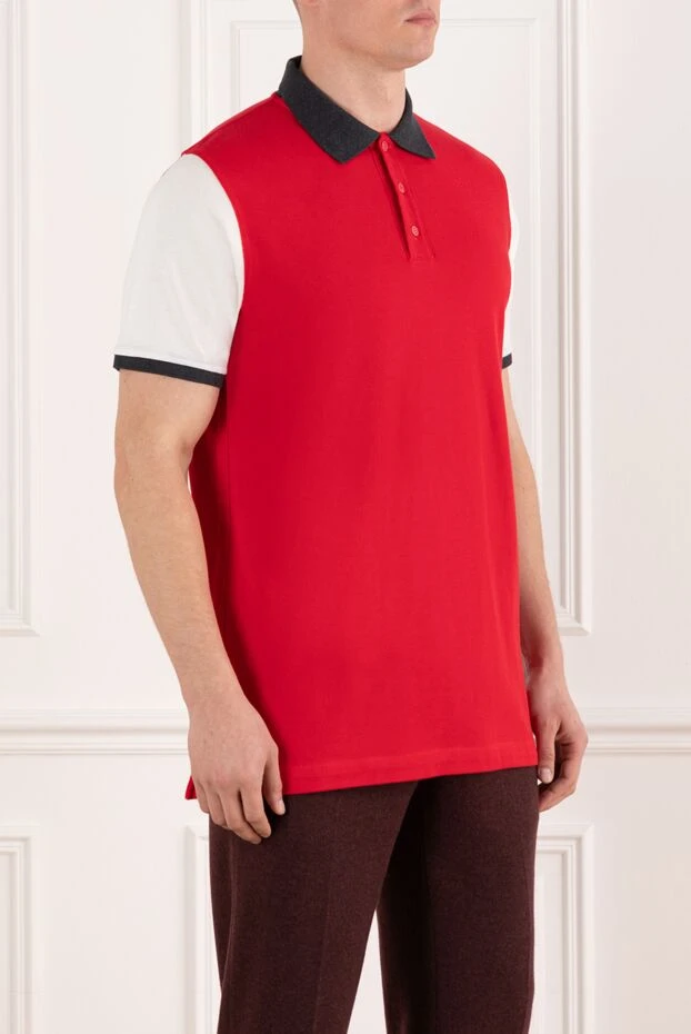 Kiton men's red polo with contrast collar (markdown) 197806 - photo 3