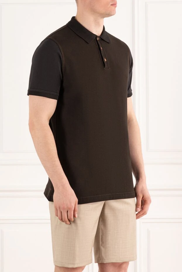 Kiton men's brown cotton polo shirt with red buttons (markdown) 197805 - photo 3