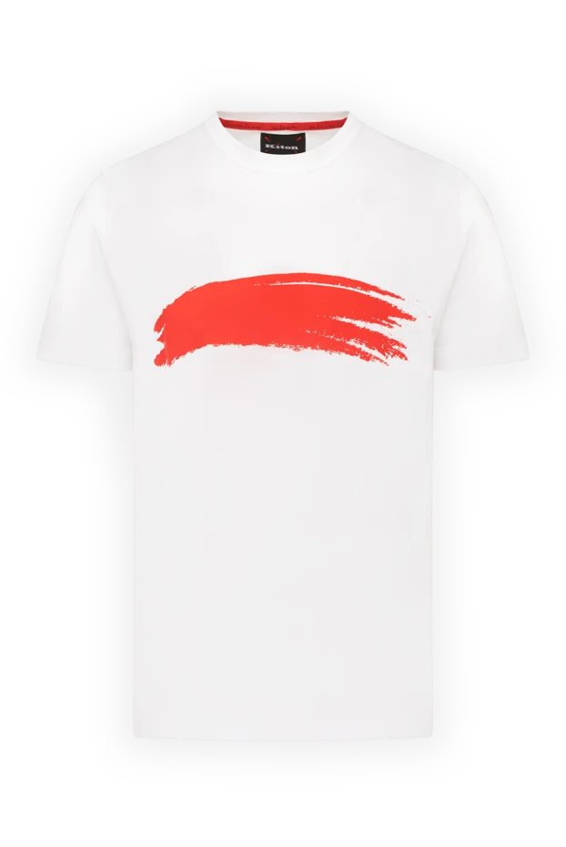 Men's white cotton T-shirt with print