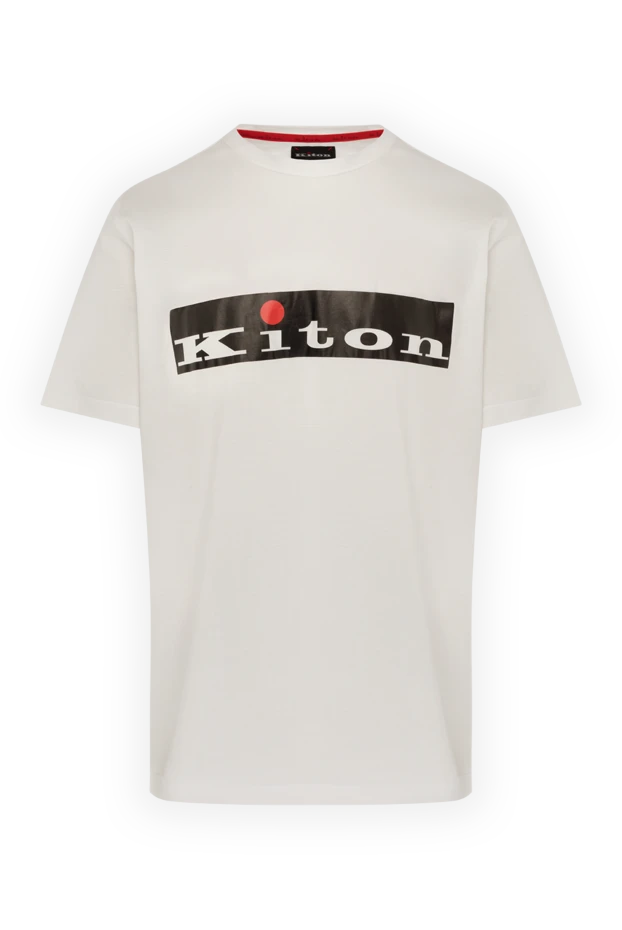 Kiton men's white cotton t-shirt with logo print 178929 - photo 1