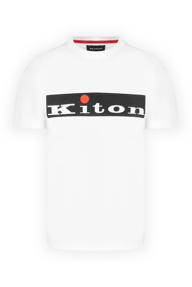 Kiton футболка біла з логотипом чоловіча з бавовни 178931 - фото 1