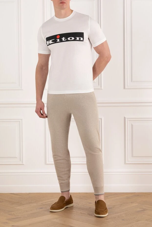 Kiton men's white t-shirt with logo made of cotton 195696 - photo 2