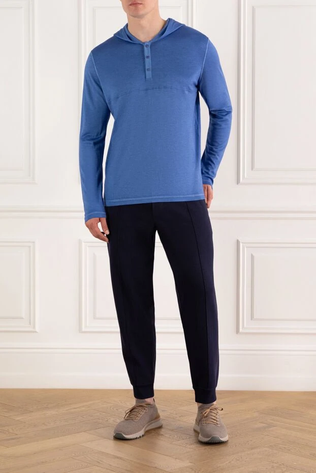 Kiton блакитна кофта з кашеміру та шовку з капюшоном 178939 - фото 2