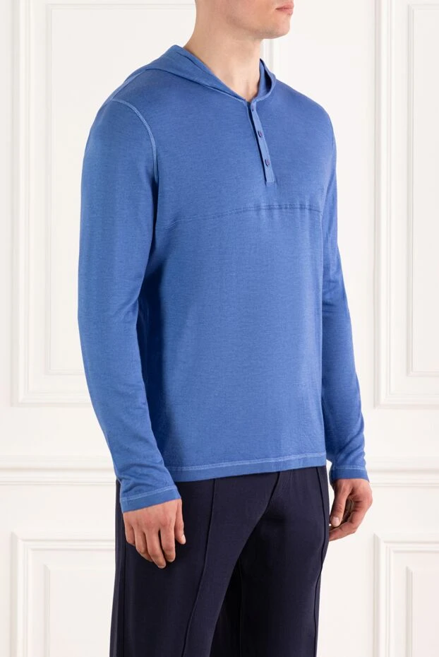 Kiton блакитна кофта з кашеміру та шовку з капюшоном 178939 - фото 3