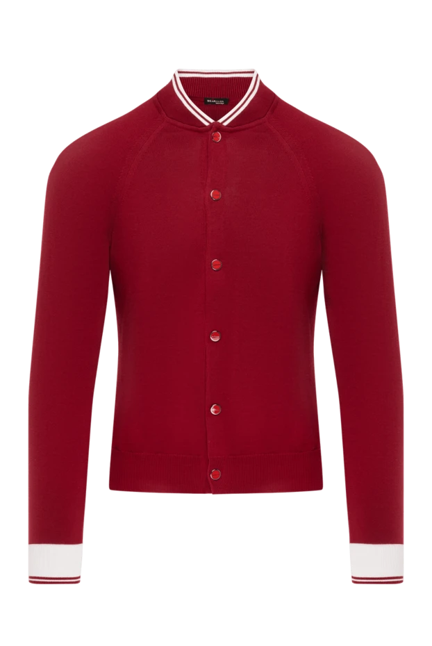 Cardigan made of burgundy cotton for men