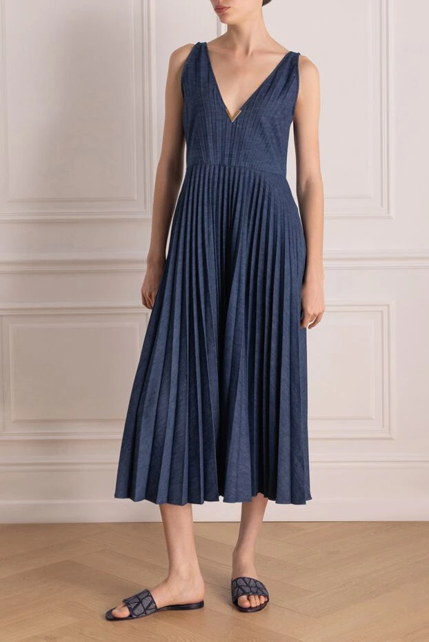 Valentino женские платье из хлопка и полиэстера синее женское купить с ценами и фото 178973 - фото 2