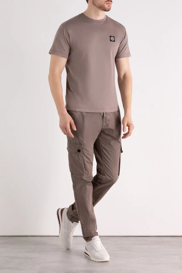 Stone Island man men's brown cotton and elastane trousers buy with prices and photos 179048 - photo 2