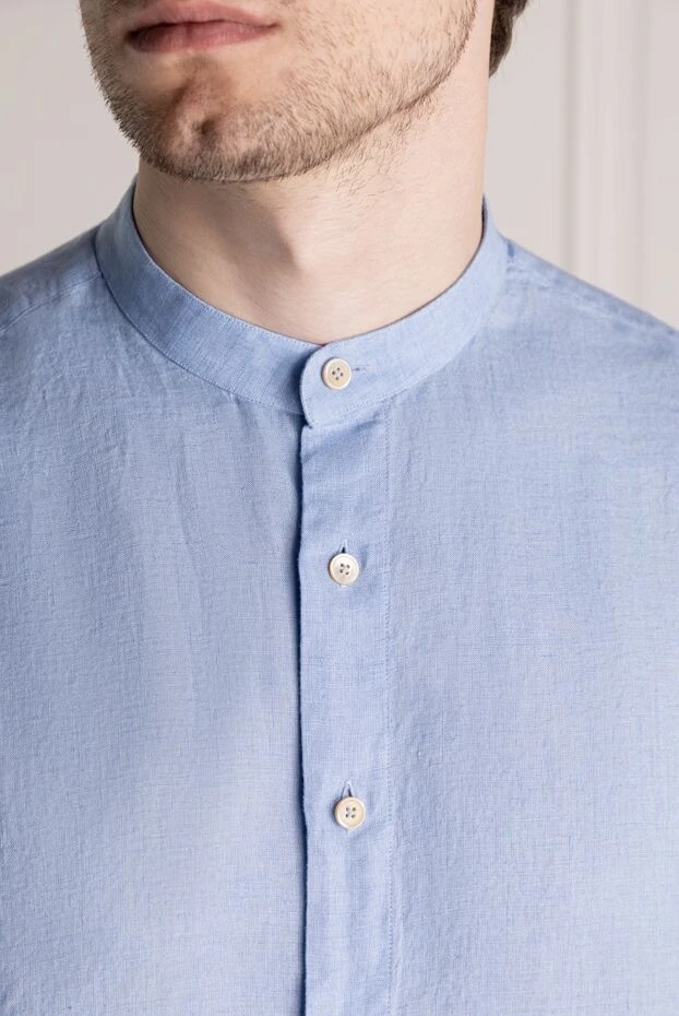 Alessandro Gherardi мужские сорочка мужская голубая из льна купить с ценами и фото 179094 - фото 2