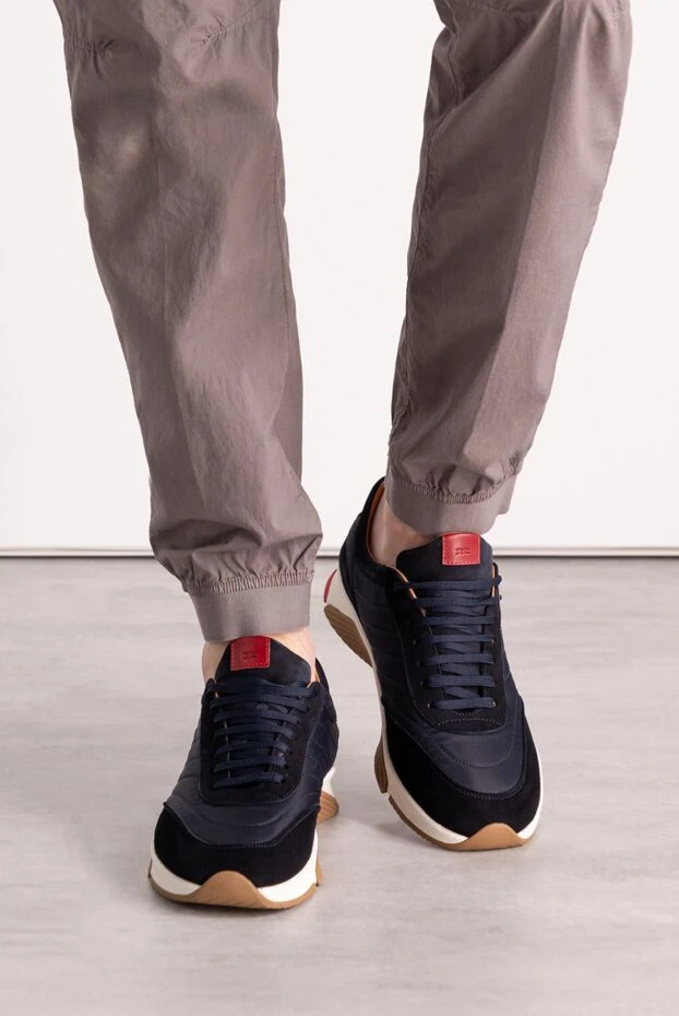 Kiton man blue men's sneakers made of suede and polyamide 179096 - photo 2