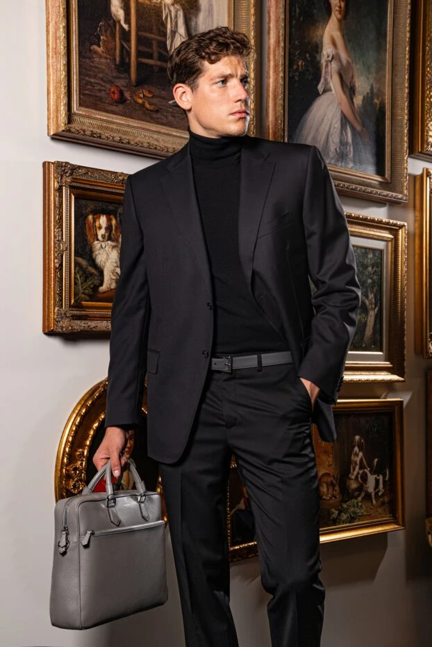 Serapian men's gray briefcase made of genuine leather 179108 - photo 2