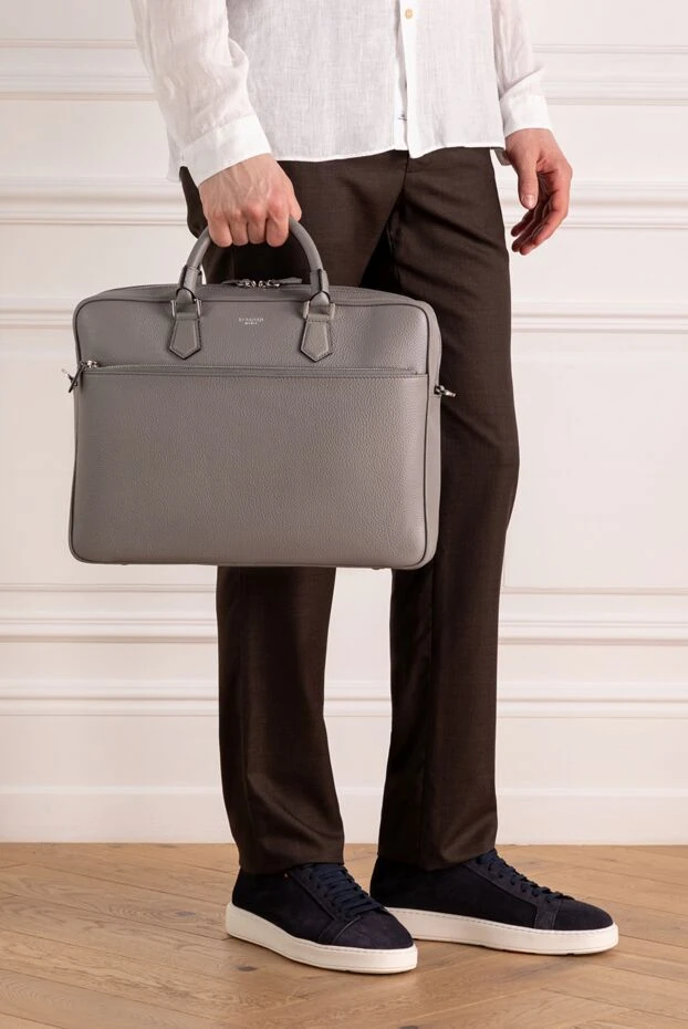 Serapian чоловічі портфель чоловічий сірий із натуральної шкіри купити фото з цінами 179108 - фото 2