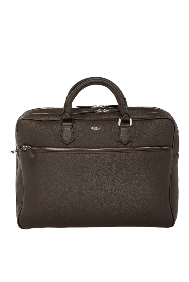 Serapian man men's briefcase, brown, made of genuine leather 179112 - photo 1