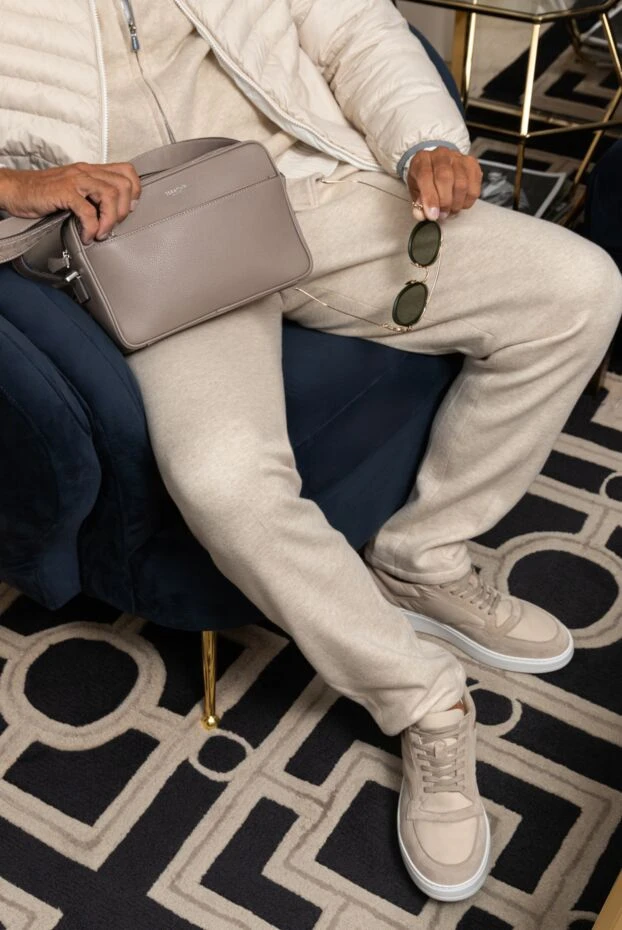 Serapian gray men's shoulder bag made of genuine leather 179121 - photo 2