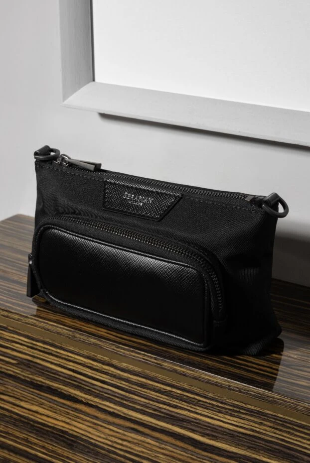 Serapian black men's shoulder bag made of polyester and leather 179137 - photo 2