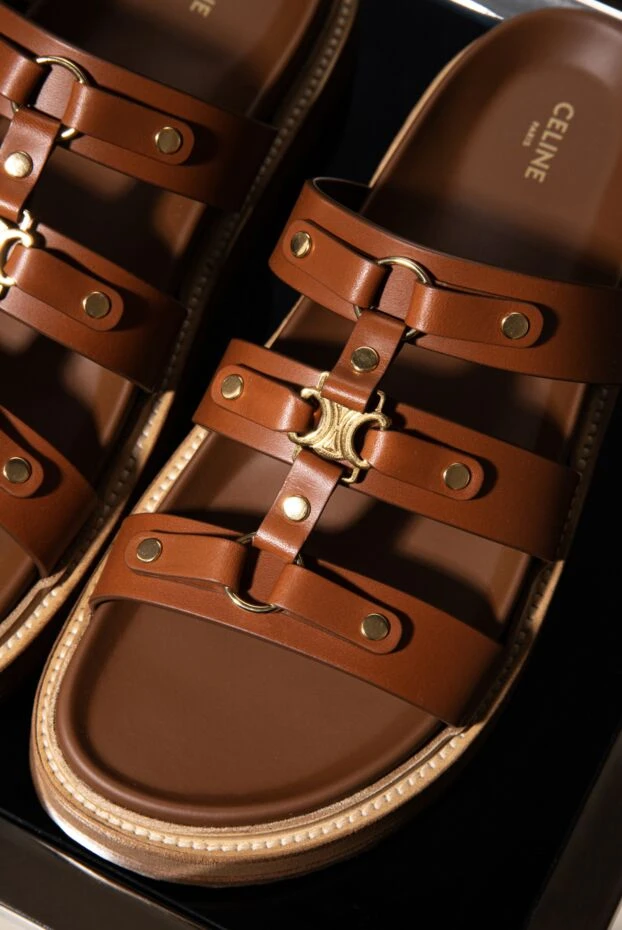 Celine women's brown flip flops made of genuine leather 179150 - photo 2