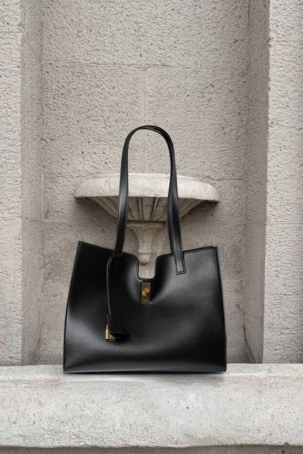 Celine women's black smooth leather shopper bag with long handles 179161 - photo 2