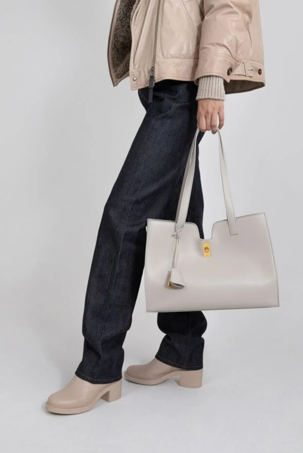 Celine women's gray soft 16 cabas genuine leather tote bag 179162 - photo 3