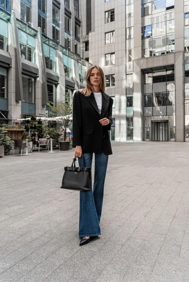 Celine women's blue flared jeans made of distressed cotton denim 179172 - photo 2