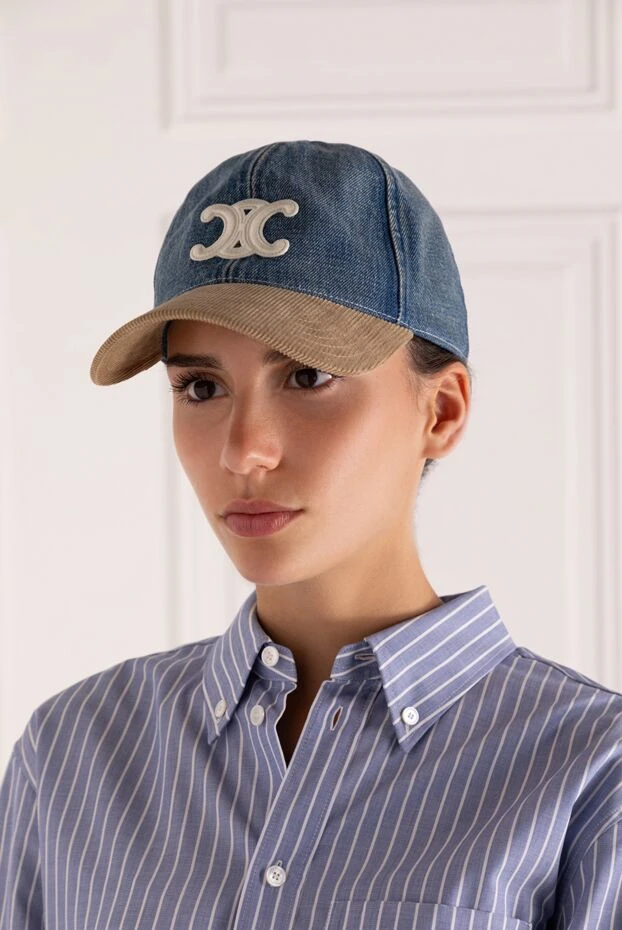 Celine женские кепка синяя женская из хлопка купить с ценами и фото 179177 - фото 2