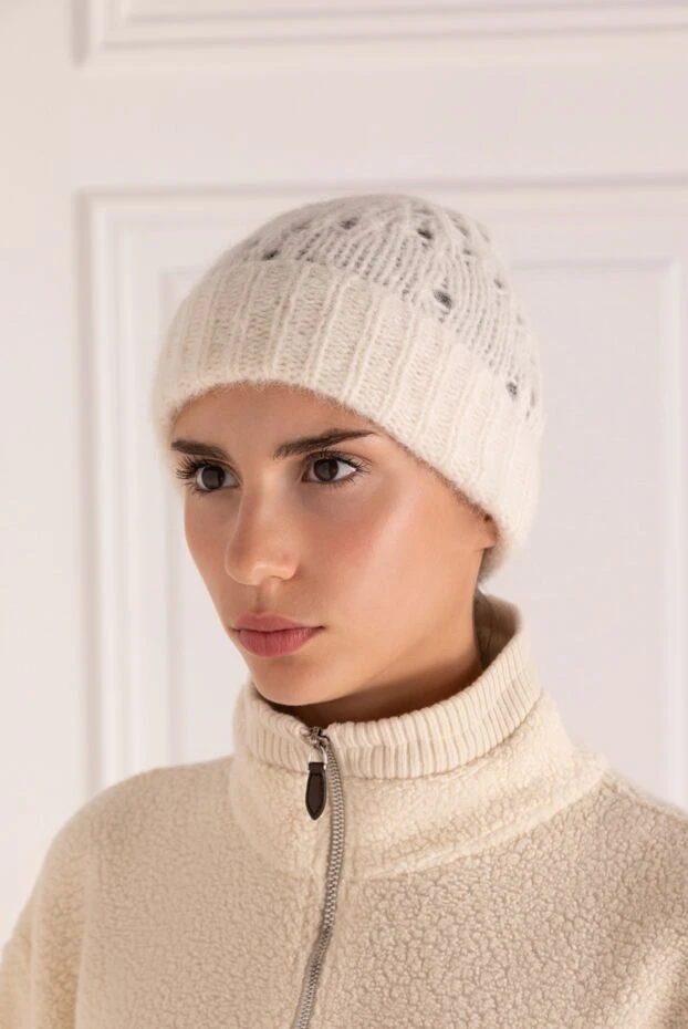 Celine woman women's white hat made of alpaca and polyamide 179180 - photo 2