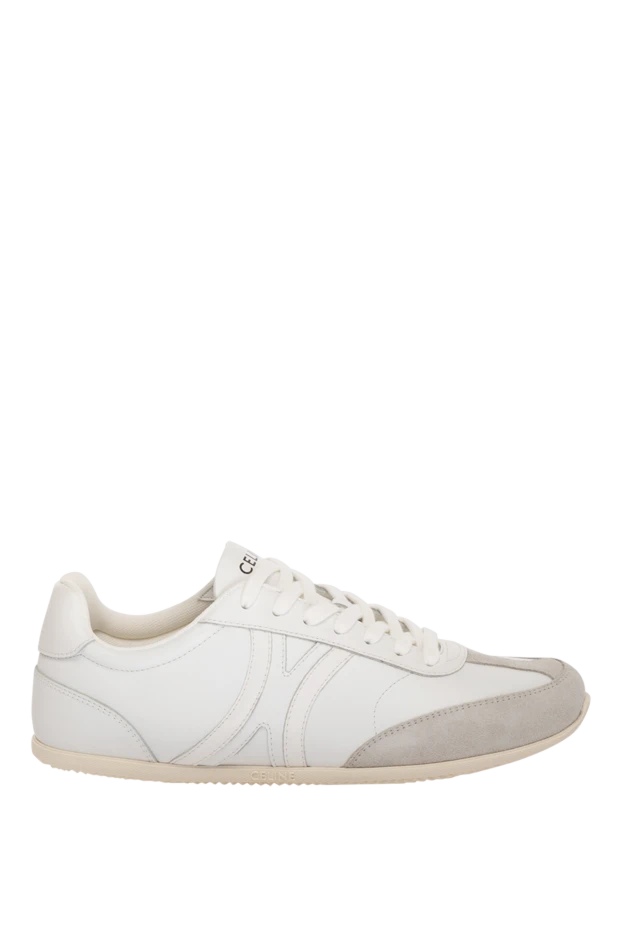 Women's white genuine leather sneakers with logo