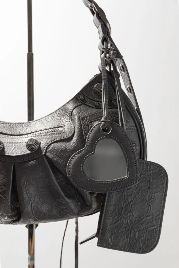 Balenciaga жіноча сумка через плече le cagole xs сірого кольору 179228 - фото 2