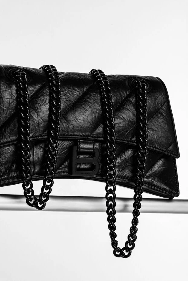 Balenciaga сумка-месенджер crush chain маленька чорного кольору 179235 - фото 2