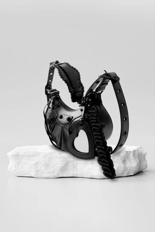 Balenciaga сумка через плече le cagole xs із чорної овчини arena 179237 - фото 2