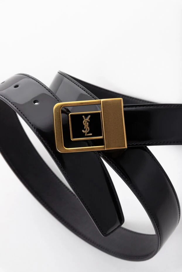 Saint Laurent women's black patent leather belt with a gold-tone buckle 179255 - photo 2