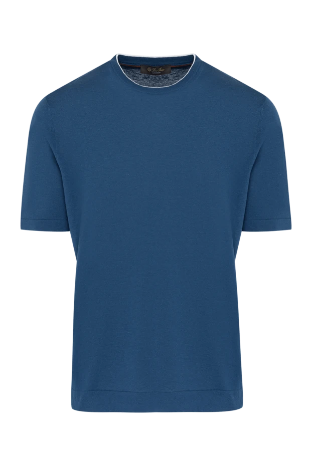 Loro Piana man jumper with short sleeves men's blue made of silk and linen buy with prices and photos 179282 - photo 1