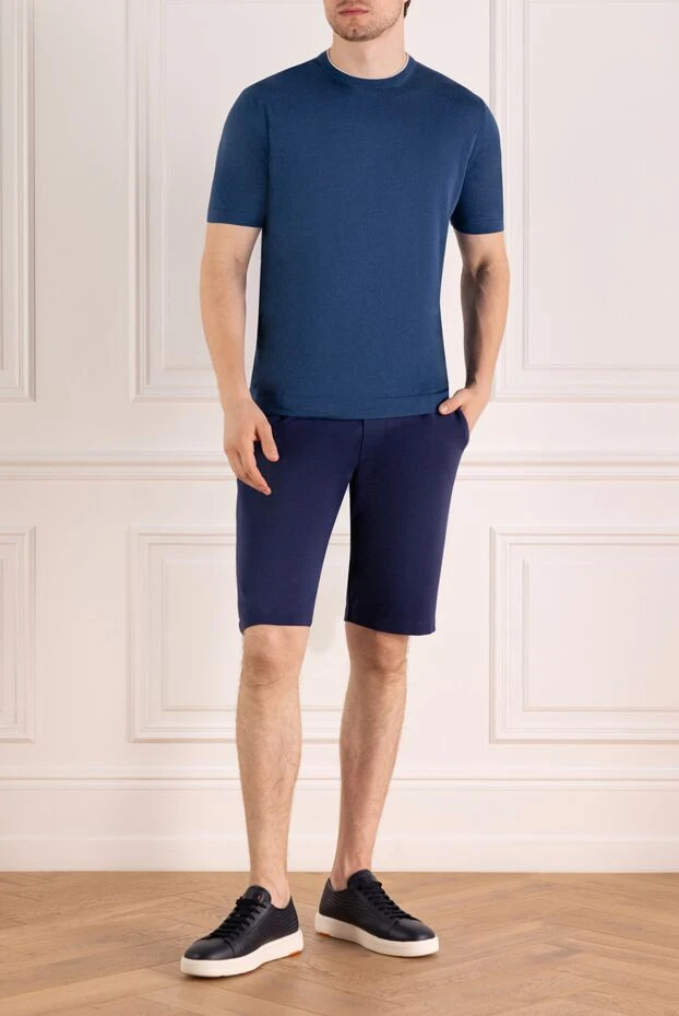 Loro Piana man jumper with short sleeves men's blue made of silk and linen buy with prices and photos 179282 - photo 2