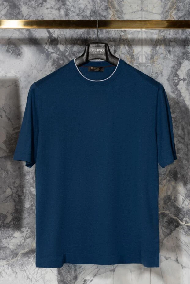 Loro Piana джемпер с коротким рукавом мужской синий из шелка и льна 179282 - фото 2