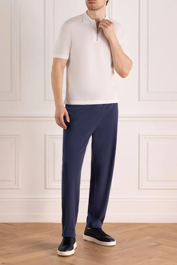 Loro Piana man men's blue cashmere trousers buy with prices and photos 179310 - photo 2