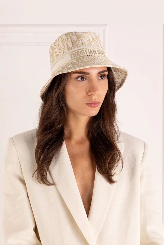 Dior woman women's beige cotton and polyester panama hat buy with prices and photos 179326 - photo 2