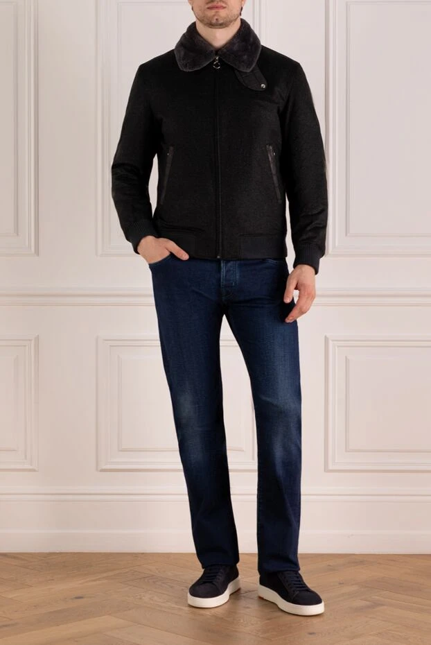 Seraphin man gray men's fur-lined jacket made of cashmere and silk buy with prices and photos 179393 - photo 2