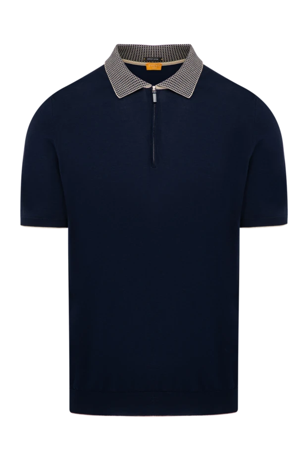 Svevo a navy blue polo shirt with a minimalist design and a patterned collar. 197008 - photo 1
