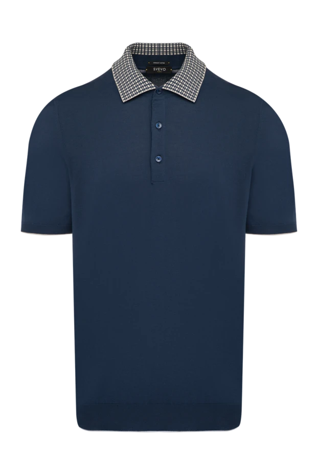 Svevo men's dark blue polo shirt with a contrasting patterned collar 196936 - photo 1