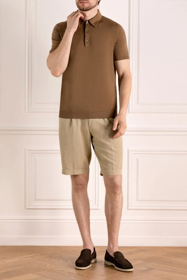 Svevo men's solid brown polo shirt with a button placket 197012 - photo 2