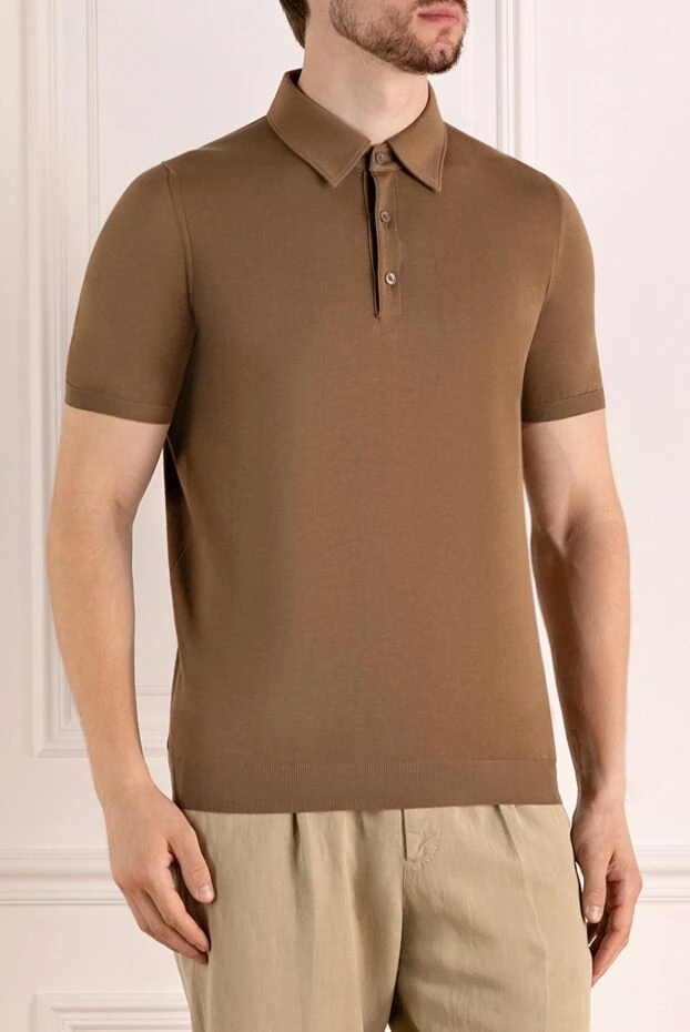 Svevo men's solid brown polo shirt with a button placket 197012 - photo 3